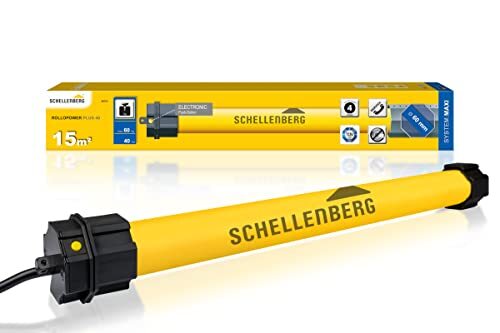 Schellenberg 20741 rolluikmotor Plus 40 Nm, electronische eindpuntafstelling, tot 15m² oppervlakte, buismotor voor 60 mm achtkantbuis, compleet met wandbevestiging