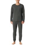SCHIESSER Heren Pyjama Lang Donkergroen Katoen 100% Effen Lange Mouw 2 Stuks Maat 56