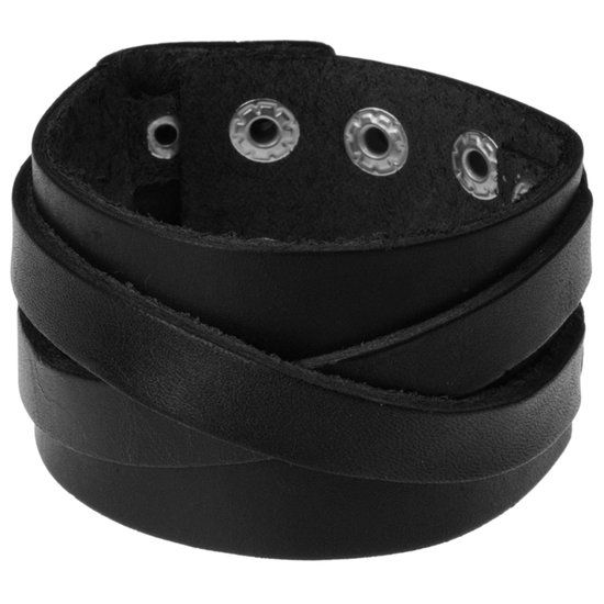LGT JWLS Brede leren armband voor mannen Vintage Black