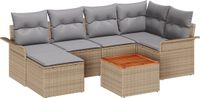 vidaXL Tuinbank Set 7-delig Beige en Lichtgrijs Polyrattan