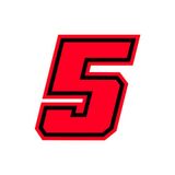 4R Quattroerre.it 13395 Racing Number 5 Moto GP, Neon Rood, 10 x 10 cm