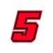 4R Quattroerre.it 13395 Racing Number 5 Moto GP, Neon Rood, 10 x 10 cm