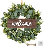Ibenzoa® Couronne décorative sculptée à la main en matériaux naturels avec décoration florale variée