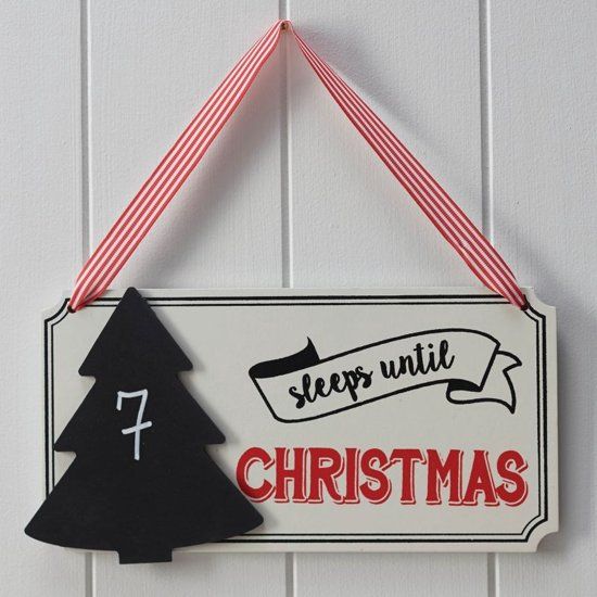 Ginger Ray Houten Bord - Sleeps Until Christmas - Krijtbord - Vintage Noel