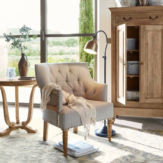 LOBERON Vloerlamp Zurélac antiekmessing