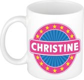 Bellatio Decorations - Christine voornaam - koffiemok - beker - wit/roze - 300 ml
