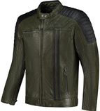 Rusty Stitches Cooper Motorfiets lederen jas - Groen/zwart - L