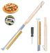 Omgoods - Pierre à pizza et brosse de four avec grattoir en acier inoxydable - Idéal pour grill et four