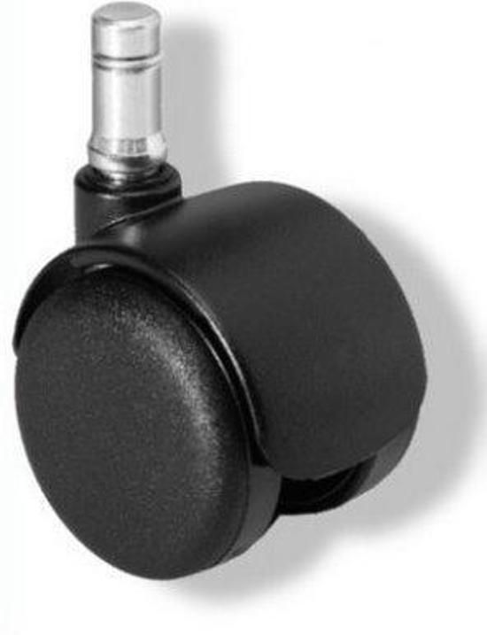 HJH OFFICE - Bureaustoelwielen - Zinken wielen voor harde vloeren - Geremd - 10mm / 50mm - Set van 5 - Zwart