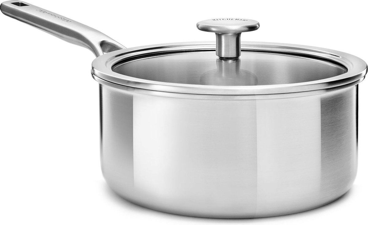 KitchenAid KA-MultiPly 3PLY Cvd Saucepan 20cm / 3.11L Uncoated - Zilver