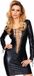 7 Heaven Enna - Wetlook Mini-Jurk met Lange Mouwen black M