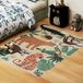 Tapis en polaire à motif jungle, facile d'entretien, blanc crème et multicolore