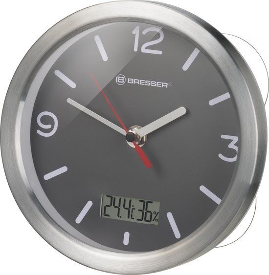 Bresser MyTime Badkamerklok - 17cm - Grijs