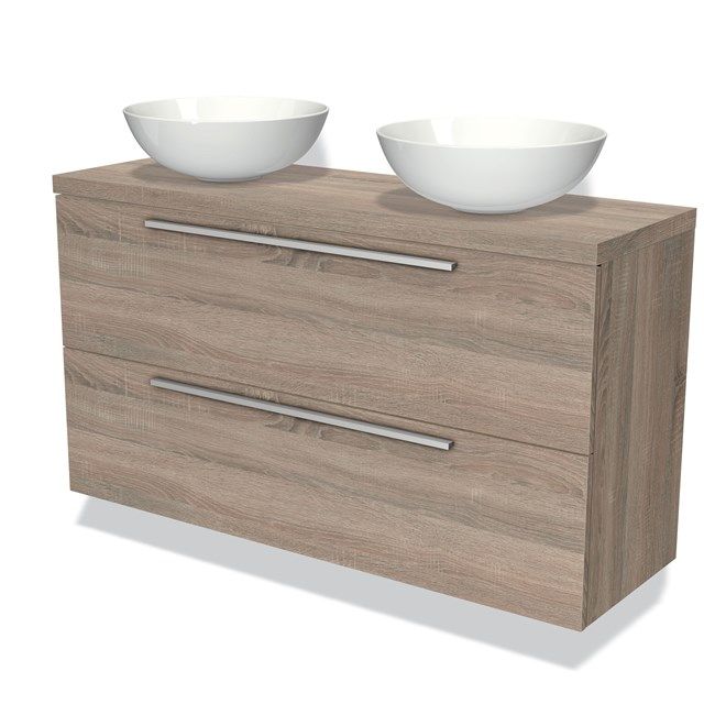 Maxaro Badkamermeubel Modulo Plato Slim Eiken 120cm 2 Lades