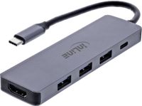 InLine USB-C naar HDMI 4K 60Hz, USB-A en USB-C PD 100W adapter