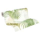 A.S. Création Vliesbehang palmen – wit, groen – 10,05 x 0,53 m