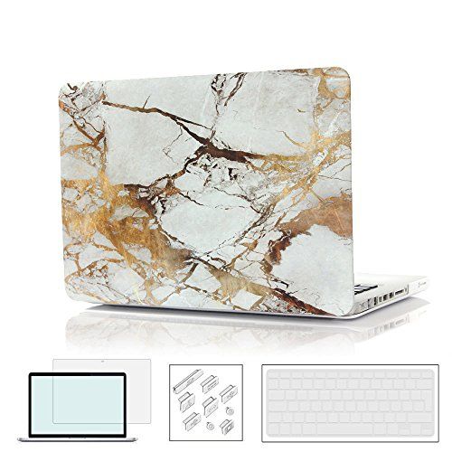 RYGOU Macbook Pro 15 inch hoesje - 4 in 1 marmeren harde hoes met toetsenbordhoes (A1286)