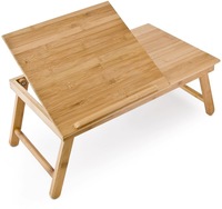 Relaxdays laptoptafel voor op schoot + la - Tafel laptop bamboe hout, tafeltje
