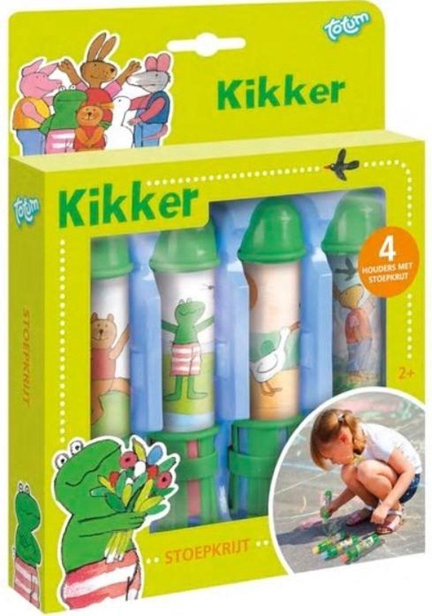Totum Kikker stoepkrijt XL met houders - 8714274370531