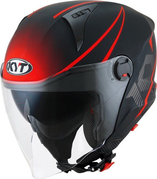 KYT D-City Colorful Mat Rood Jethelm - Helm