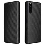 Sony Étui à Rabat Xperia 10 III, Xperia 10 III Lite - Fibre de Carbone - Noir