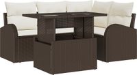 vidaXL Tuinbank Set 5-delig 4 zitplaatsen Bruin Polyrattan