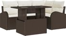 vidaXL Tuinbank Set 5-delig 4 zitplaatsen Bruin Polyrattan