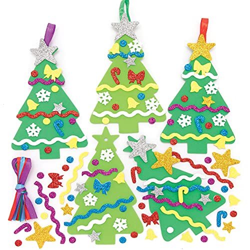 Baker Ross FE880 Kerstboomdecoratiesets - Set van 8, decoraties voor kinderen om te maken en weer te geven, creatieve activiteiten voor kinderen, ideaal kerstkunst- en knutselproject