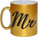 Bellatio Decorations Gouden Mr / Mister cadeau koffiemok - beker - voor bruiloft koppels - 330 ml - cadeau set - huwelijk