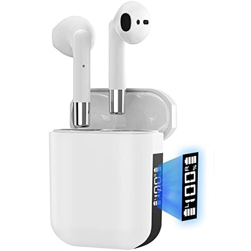 StrawExpert Bluetooth-hoofdtelefoon, bluetooth-hoofdtelefoon met touch-bediening, draadloze sporthoofdtelefoon met snel opladen, USB-C, stereo draadloze hoofdtelefoon met microfoon voor iOS Android smartphone pc,