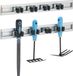 Merkloos Relaxdays Tuingereedschap ophangsysteem set van 2 - Bezemmaarhouder muur met 4 klemmen - Aluminium schuur zilver
