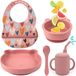 Merkloos / Sans marque Shenzhen Haorui Industrial Technology Co., Ltd. Kinderservies set met zuignap - babybord met zuignap + anti-slip kom + lepel en slabbetje van siliconen + drinkbeker baby - BPA-vrij - babybord met zuignap
