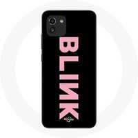Maniacase Hoesje voor Samsung Galaxy A03 Blink Fandom Blackpink Pink Logo Zwarte Achtergrond