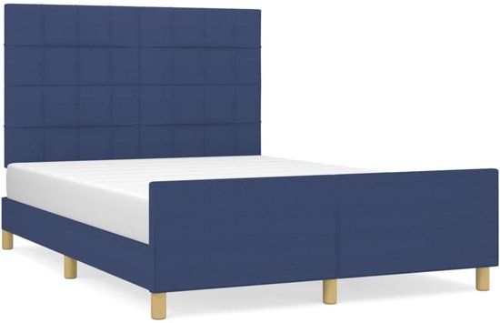 vidaXL Bedframe - Stof - Blauw - 140x190 cm
