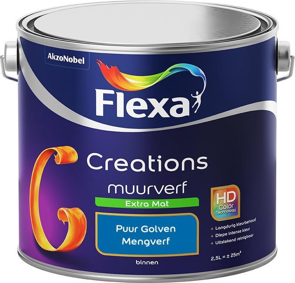 FLEXA Creations Muurverf - Extra Mat - Mengkleuren Collectie - Puur Golven - 2,5 liter