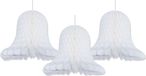 Bellatio Decorations Shoppartners Bv Kerstklokken lampionnen - 3x - wit - 30 x 30 cm - Kerstversiering - Papier