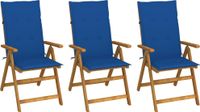 Acacia Bois Massif Chaises Pliantes 3 Pièces avec Coussins