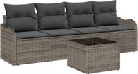 vidaXL Tuinbank Set 5-delig Polyrotan Grijs