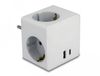 Delock Multi Socket Cube 3-way with childproof lock and USB PD 3.0 charger 20 W white