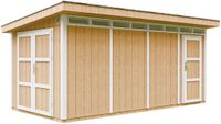 Timbela M905C-HARVEST HONEY - LP SmartSide Tuinhuis op houtbasis - 11,47 m² - 530x279xH237 cm - met vloer en verf