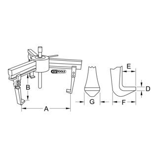 KS Tools universele trekker 3-arm, zware uitvoering, 120-650mm