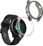 kwmobile 2x Hoes voor Garmin Forerunner 970 47mm - Siliconenhoes Zwart/Transparant