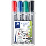 STAEDTLER Lumocolor 356 Flipovermarker Medium Ronde punt - Kleurenassortiment Navulbaar 4 Stuks