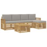 vidaXL Buiten bankenset 6 st Wit en Lichtgrijs Polyester