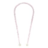 Lucardi Dames Stainless steel bedelketting rosequartz voor dames - Ketting - Staal - Goudkleurig - 44 cm