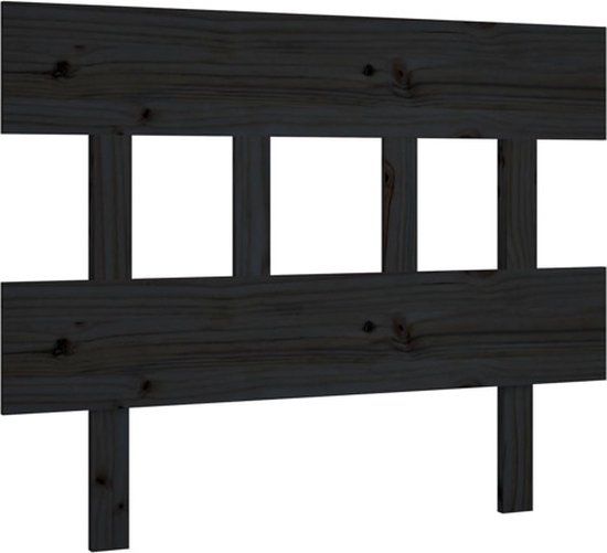 vidaXL Hoofdbord - Massief Grenenhout - Zwart - 103,5x3x81 cm