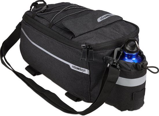Relaxdays Bagagedragertas - Zwart/Zilver - Waterdicht - Achter - 38x16x15 cm