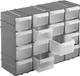 Hega hogar 3x stuks grijze staande opbergboxen/sorteerboxen met 16 vakken 22 cm