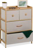Merkloos Relaxdays Ladekast - 73 x 57,5 x 30 cm - 4 Stoffen Lades - Bamboe - Natuur-Beige