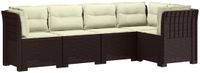 vidaXL 5-Zits Tuinbank met Kussens Rattanlook PP Bruin